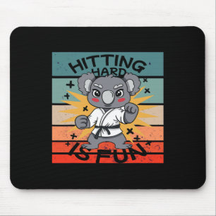 Koala Karate Martial Arts Cartoon Energetic Humoro Mouse Mat