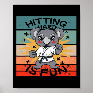 Koala Karate Martial Arts Cartoon Energetic Humoro Poster
