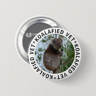 Koala Koalafied Qualified Vet Cute Funny Button