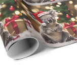 "Koala Kris Kringle: Christmas Down Under" Wrapping Paper<br><div class="desc">This image brings a festive Australian twist,  with the koala in a Santa hat amidst Christmas presents and a soft bokeh glow.</div>