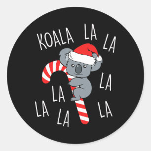 Koala La La La - Aussie Xmas Pun Funny Australian  Classic Round Sticker