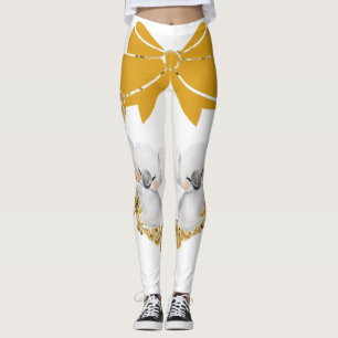 Koala Leggings in a Gold Colour Rose Wreath & Bow