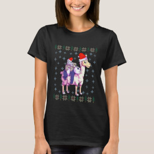 Koala Llama Christmas Kids Santa Hat Sloth Panda T-Shirt