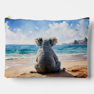 Koala looking at the ocean accessory pouch