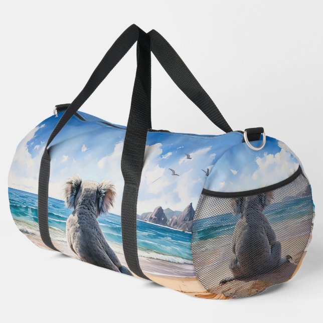 Koala looking at the ocean duffle bag (Right Corner)