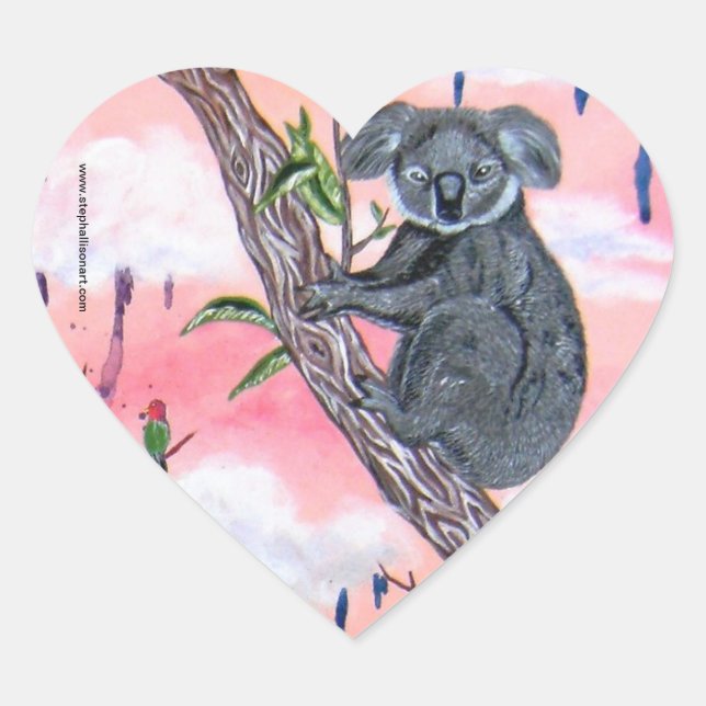 Koala Love Heart Sticker (Front)