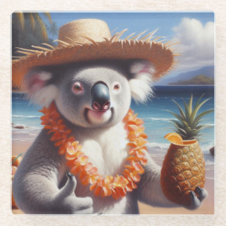 Koala Luau Glass Coaster