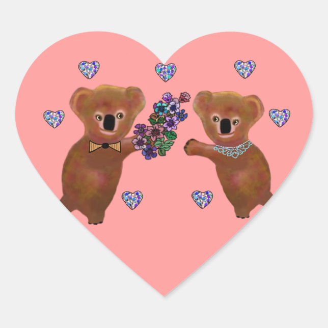 Koala Luv You Heart Sticker (Front)