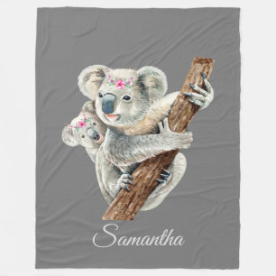 Koala Mama & Baby Personalised Fleece Blanket