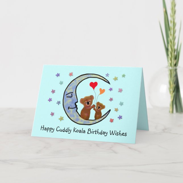 Koala Moon Birthday Wishes Card (Front)