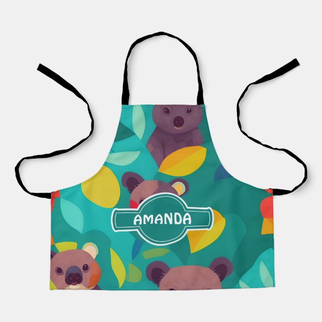 Koala Mosaic Colourful Personalised Pattern Apron (Front)
