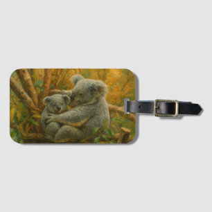 Koala Mother and Joey in Autumn Canopy Luggage Tag