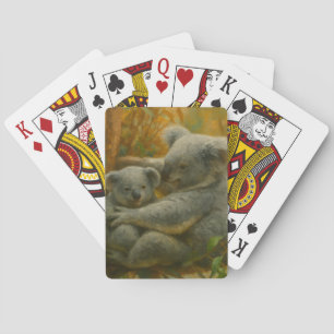 Koala Mother and Joey in Autumn Canopy Playing Cards