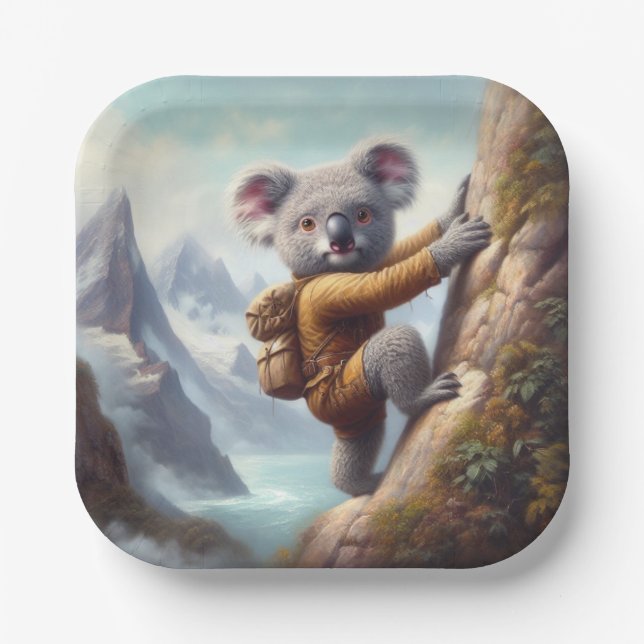 Koala Mountain Climbing Paper Plate (Front)