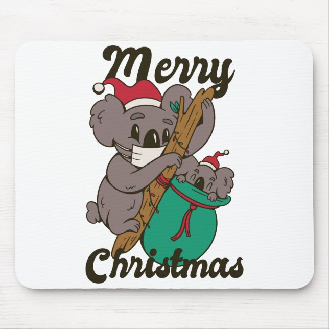 Koala Mum Christmas Design Mouse Mat (Front)