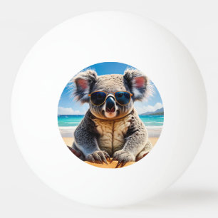 Koala on a sandy beach Merry Christmas Ping Pong Ball