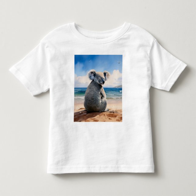 Koala on a sandy beach toddler T-Shirt (Front)