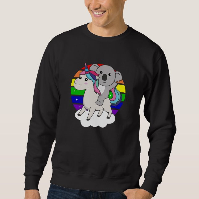 Koala On Unicorn Rainbow Animals Cute Koalas Sweatshirt (Front)