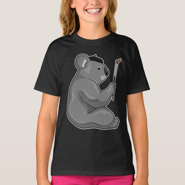 Koala Painting Paint brush T-Shirt (Front)