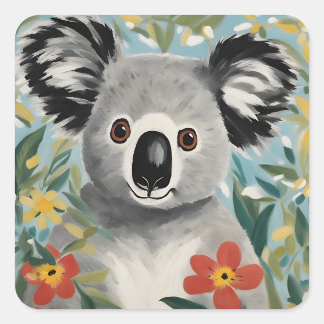 Koala Painting Square Sticker (Front)