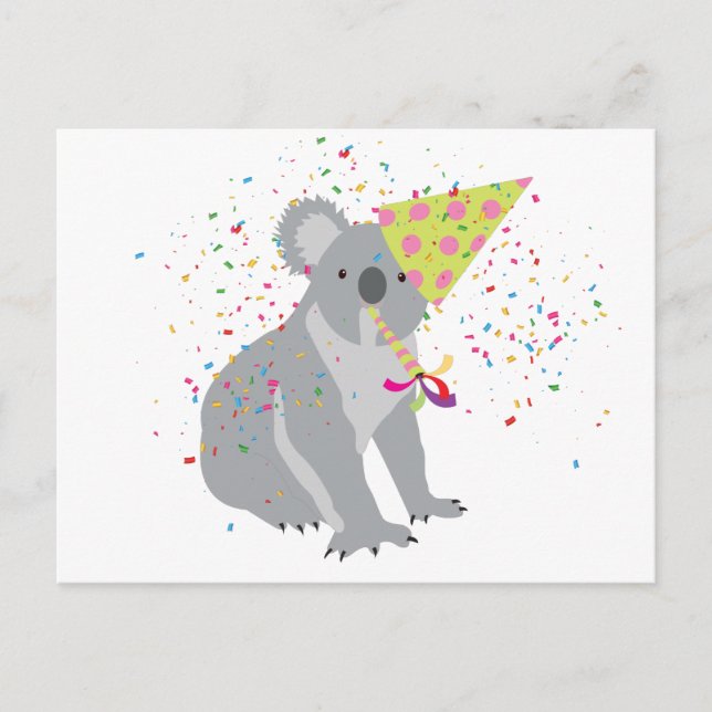 Koala Partying - Animals Having a Party Postcard (Front)
