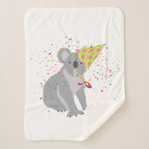 Koala Partying - Animals Having a Party Sherpa Blanket