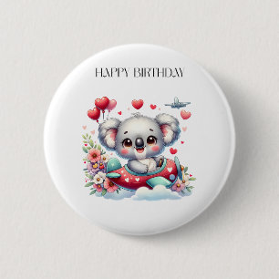 Koala Pilot Birthday 6 Cm Round Badge