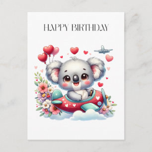 Koala Pilot Birthday Postcard