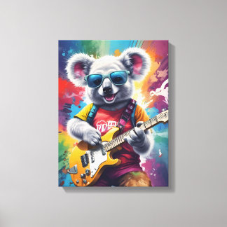 Koala playing guitar, rock graffiti canvas print
