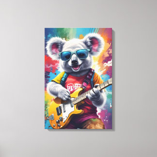 Koala playing guitar, rock graffiti canvas print