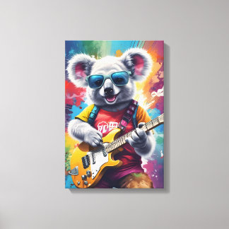 Koala playing guitar, rock graffiti canvas print