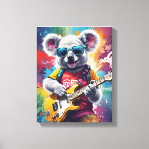 Koala playing guitar, rock graffiti canvas print