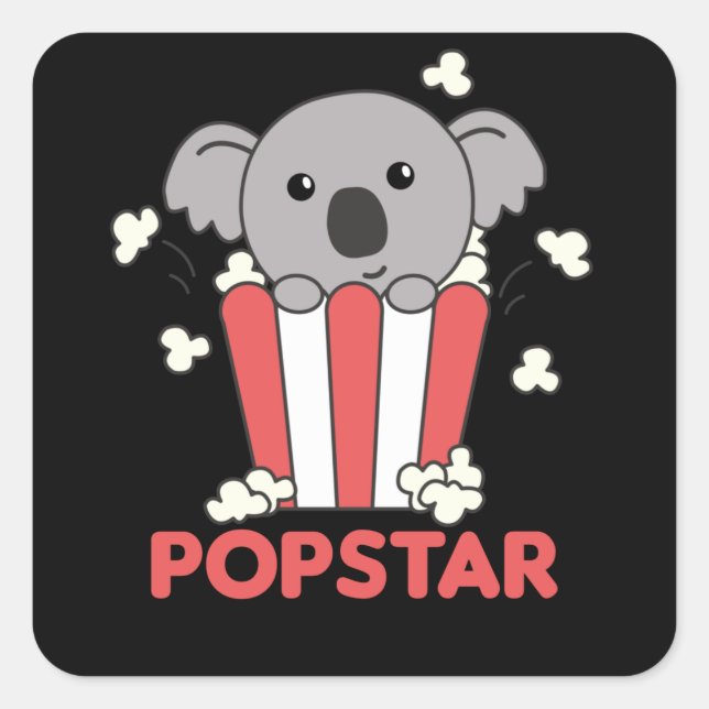 Koala Popcorn Pop Star Poppin Funny Koalas Square Sticker (Front)