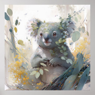 Koala Portrait Animal Painting Wildlife Outdoors  Poster