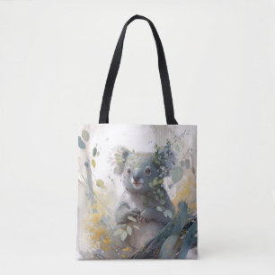 Koala Portrait Animal Painting Wildlife Outdoors Tote Bag