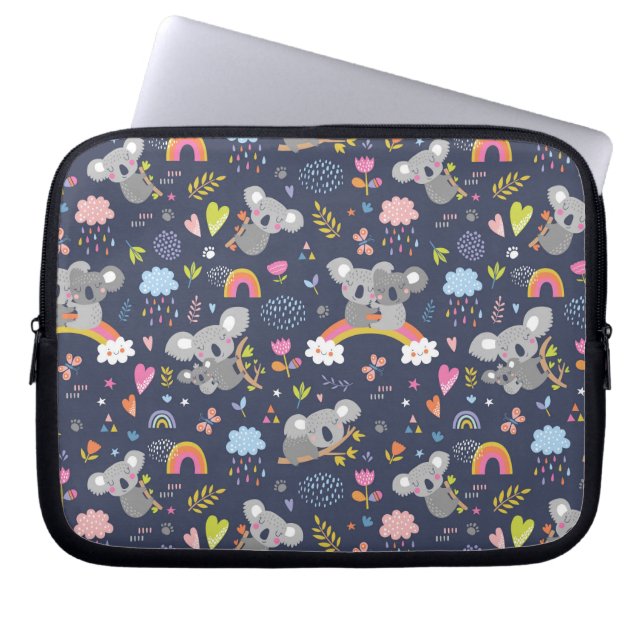 Koala Rainbow Love Pattern Laptop Sleeve (Front)