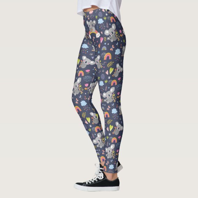Koala Rainbow Love Pattern Leggings (Left)