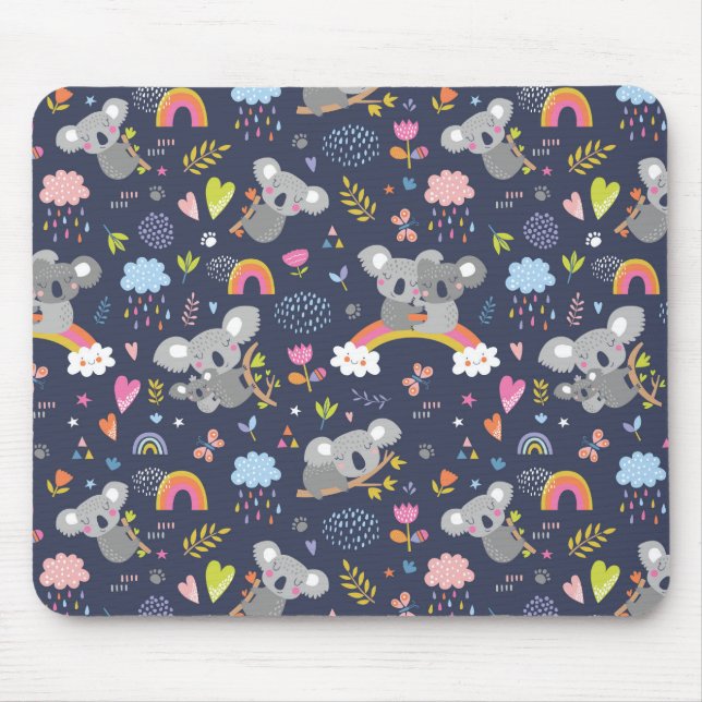 Koala Rainbow Love Pattern Mouse Mat (Front)
