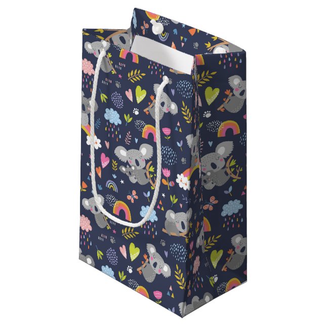 Koala Rainbow Love Pattern Small Gift Bag (Front Angled)