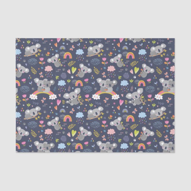 Koala Rainbow Love Pattern Tissue Paper (Front)