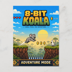 Koala, Retro 8-Bit Pixel Art Postcard