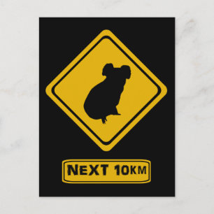 koala road sign postcard