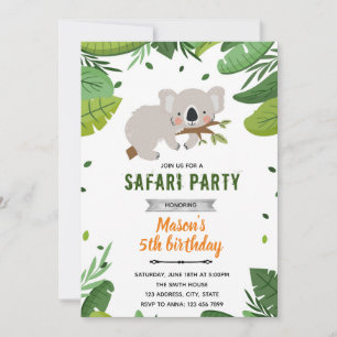 Koala safari zoo invitation