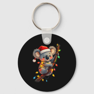 Koala Santa Hat Lights Christmas Cute Xmas Pajama Key Ring