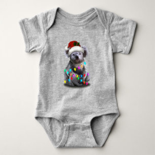 Koala Sitting With Christmas Lights Xmas Season Baby Bodysuit