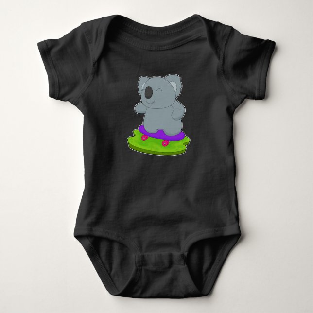 Koala Skater Skateboard Baby Bodysuit (Front)