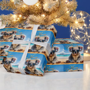 Koala Sunglass Sunny Beach Merry Christmas Wrapping Paper