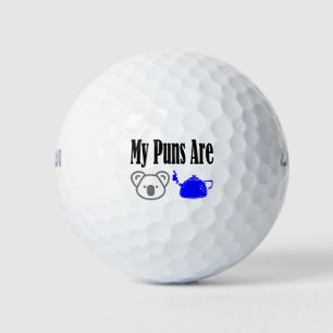 Koala Tea Puns Dad Joke Pun Golf Balls