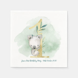 Koala themed 1st birthday party decorations napkin