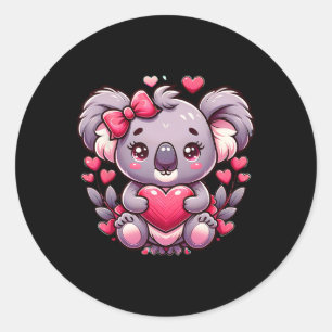 Koala Valentine Hearts Bear Classic Round Sticker